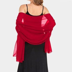 Lightweight Red Sheer Chiffon Fashion Shawl Wrap Scarf Party Evening Formal